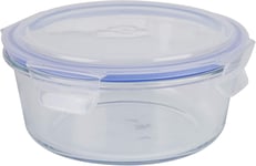 Boîte Alimentaire,Boîte De Conservation En Verre Borosilicaté Avec Couvercle En Plastique Env.950 Ml, Env.17 Cm,Hauteur Env.6,5 Cm,Transparent/Bleu