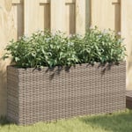 Plantekasse med 2 krukker 90x20x40 cm polyrattan brun