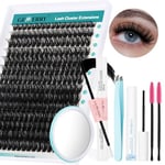 GEMERRY DIY Lash Extension Kit 280 PCS Individual Eyelash Extension Kit 0.07D 10-18 MIX Lash Extension Kit with Lash Bond and Seal, Remover, Tweezers for Self Use (80D-0.07D,10-18MIX-KIT)