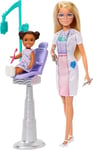 Barbie Dentist Doll with Blonde Fashion Doll with Blue Dress and Lab Coat, 1 Kid Doll, Medical Doctor Furniture & Accessories, JCR74