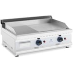 Royal Catering Brugt Stegeplade gas - dobbelt 74,5 x 40 cm glat/rillet 2 3.100 W naturgas 20 mbar