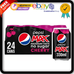 Pepsi Max Cherry No Sugar Cola Cans 24 x 330ml, (Pack of 24) UK