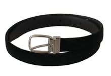 DOLCE & GABBANA Belt Black Classic Velvet Silver Tone Metal Buckle s. 90cm/ 3