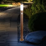 Borne lumineuse avec détecteur de mouvement lampe d'extérieur lampadaire IP44 lampe de jardin aspect bois, résistant aux acier inoxydable brun opale,