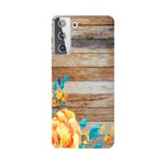 Coque Galaxy S22 PLUS effet bois fleur orange