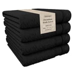 Blue Canyon Lot de 4 Serviettes de Bain Douces, tissées légères, à séchage Rapide, réutilisables, résistantes aux bactéries, Douces pour la Peau, démaquillantes, 70 x 130 cm, 500 g/m² (Noir)