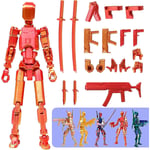 T13 Actionfigur, Titan 13 Actionfigur 3D Titans Figur, 3D-tryckt Actionfigur Nova 13 Actionfigur, Multi-artikulerade Actionfigurer Gold red