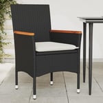 Chaises Fauteuil extérieures| Chaises de jardin avec coussins 2 pcs noir résine tressée 7312784