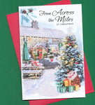 From Across The Miles Christmas Card Snow Scene Country Cottage aboard 19x13cm