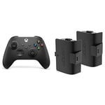 Xbox Manette Noire Sans Fil - Carbon Black+Venom Pack de Deux Batteries Rechargeables pour Manette Noir Series X & S One