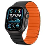 Tasikar Magnétique Bracelets Compatible avec Apple Watch 49mm 46mm 45mm 44mm 42mm Silicone Souple Remplacement Bracelet à Boucle Compatible avec iWatch Ultra SE Series10 9 8 7 6 5 4 3, Noir-Orange