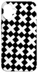 iPhone 16 Plus Diagonal Cross Mark Plus Sign Monochrome White Black Pattern Case