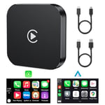 Wireless Carplay & Android Auto Adapter 2 in 1, Convert Wired to Wireless Car Play Adapter Android Auto Wireless Adapter Dongle Magic Box for Cars Fit Apple Android Phones with USB-C & USB-A Cable