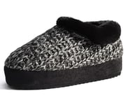 KuaiLu Chausson Femme Hiver Peluche Pantoufles Fourrure Fourrés Polaire Doublure Chaud Charentaise Confort Mousse Mémoire Forme Fermé Babouche Orthopedique Maison Slipper Antidérapant Semelle