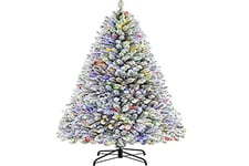 SHareconn 180 cm Arbre de Noël Flocon de Neige à Charnière Pré-Illuminé avec 470 Lumières Blanc Chaud/Multicolores, Support en Métal Pliable, Décoration de Noël Parfaite pour Le Bureau à Domicile