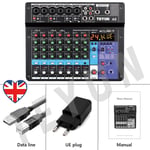 Mixer Sound Mixing Console USB Soundcard DJ Audio 48V Power (8 Channel EU)