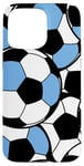 Coque pour iPhone 15 Pro Max Game Day Football Fan de football Bleu ciel noir et blanc