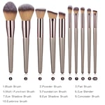 10Pcs Champagne Gold Makeup Brushes Set Foundation Eyeshadow Eyebrow Blush B GHB