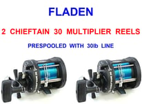 2 CHIEFTAIN 30 MULTIPLIER REELS+LINE FOR SEA FISHING UPTIDE BOAT RODS RIGS LURES