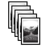 Americanflat Galleria Collection Lot de 5 cadres photo 33 x 48,3 cm avec passe-partout ou cadre de 33 x 48,3 cm sans passe-partout – Collection Galleria – Cadre mural pour décoration murale, noir