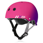 80Six Dual Certified Kids Skate Helmet for Boys/Girls Ages 5 to 14+ Triple Comfort & Protection - Perfect for Roller Skates, Bike, Scooter, BMX, Skateboard, Bike Helmet (Pink Purple Fade, Age 8+)