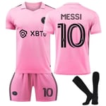 Messi NO.10 Miami International hemtröja rosa fotbollströja vuxen kostym barn set M(170-175cm)