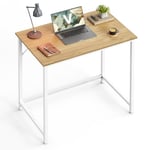 VASAGLE Bureau, Table, Poste de Travail, pour Bureau, Chambre, 50 x 80 x 76 cm, Style Moderne, Cadre en Métal, Couleur Chêne Naturel et Blanc Perle LWD038W70