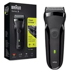 Braun 300s Series 3 Mens Rechargeable Electric Shaver Razor Waterproof - BLACK