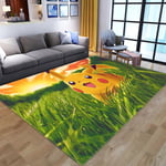 Pikachu 3D-tryckt Matta för Barnrum, Golvmatta, Hemma, Halksäker Dörrmatta, Julgåva A02 91X152cm