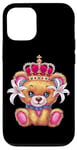 iPhone 12/12 Pro Kawaii teddy bear with crown and lilies Case