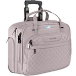 EMPSIGN Sacoche à roulettes pour Ordinateur Portable pour Femmes avec Roues, Mallettes à roulettes 15,6 Pouces Imperméable Trolley avec Poches RFID, Rose