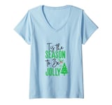 Womens Merry Christmas Tis the Season to Be Jolly Xmas V-Neck T-Shirt