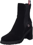 Tommy Hilfiger Bottines Femme Outdoor High Heel Boot en Daim, Noir (Black), 41 EU