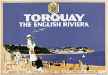 TX52 Vintage 1920's GWR Great Western Torquay English Riviera Railway Travel Poster Re-Print - A2+ (610 x 432mm) 24" x 17"