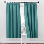 PONY DANCE Rideau Thermique - Rideau Galon Fronceur Occultant Decoration Fenêtre, Rideaux et Draperies Intérieurs Thermiques pour Chambre, L 140 x H 175 cm, Vert Turquoise, 2 PCs