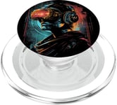 Casque VR futuriste – Cyberpunk Sci-Fi Art PopSockets PopGrip pour MagSafe