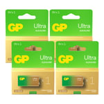 4 GP Ultra Alkaline G-Tech 6LR61 9V Battery Long Lasting Power Blister Exp 2029