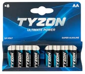 Tyzon Lot de 8 Piles alcalines AA jetables Longue durée pour appareils ménagers et électroniques