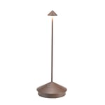 Zafferano, Lampe Pina, Lampe de Table Rechargeable et Sans Fil avec Contrôle Tactile, Convient pour le Salon et l'Extérieur, Dimmer, 2200-3000 K, Hauteur 29 cm, Couleur Corten