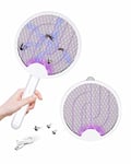 Gdsode Foldable Electric Fly Swatter, 2 In 1 USB Rechargeable Electric Fly Zapper, Rotatable Electric Fly Killer with Trapping Lights, Fly Swatter Electric Zapper for Indoor, Garden, Bedroom, Outdoor