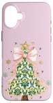 Coque pour iPhone 16 Plus Noeud en ruban rose coquette vert sapin de Noël Preppy Holiday