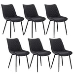 WOLTU Chaise de Salle à Manger Lot de 6, Moderne Chaise de Cuisine, Chaise scandinave, Chaise Coiffeuse, pour Salle de Séjour, Chambre à Coucher, Cuisine, en Lin et métal Gris Foncé BH208dgr-6