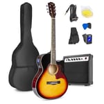Showkit elektrisk FYNDHÖRNAN akustisk gitarr pack sunburst , El akustisk gitarr pack sunburst med förstärkare och stämapparat