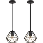 Wottes - Lampe Suspension Vintage Métal Diamètre 16cm Lustre Plafonnier Vintage Hauteur Réglable E27 Éclairage de Plafond Minimaliste Noir sans