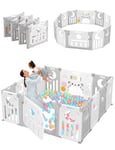 Dripex Baby Playpen, Foldable Playpen for Baby and Toddlers, 150x150cm Play Pen Baby Fence with Custom Shape, Portable Plastic Baby Pens and Fun Activity Center for Kids Indoors Outdoors