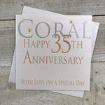 WHITE COTTON CARDS "Corail Happy 35th Anniversary with Love on a Special Day Carte Faite à la Main