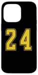 Coque pour iPhone 14 Pro Max Jaune Numéro 24 Équipe Junior Sports Uniforme Numéroté