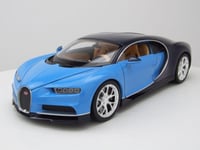 Bugatti Chiron 2017 Bleu/Bleu Foncé Maquette de Voiture 1:24 Welly