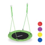 Relaxdays Balançoire nid d'oiseau rond 90 cm à suspendre enfant adulte jardin extérieur Ø 90 cm, 100 kg, vert