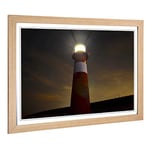 Big Box Art Framed Print of Architecture Lighthouse Beacon Design | Wall Art Picture | Home Decor for Kitchen, Living, Dining Room, Bedroom, Hallway, Office, Oak, A2 / 24.5x18 Inch / 62x45cm